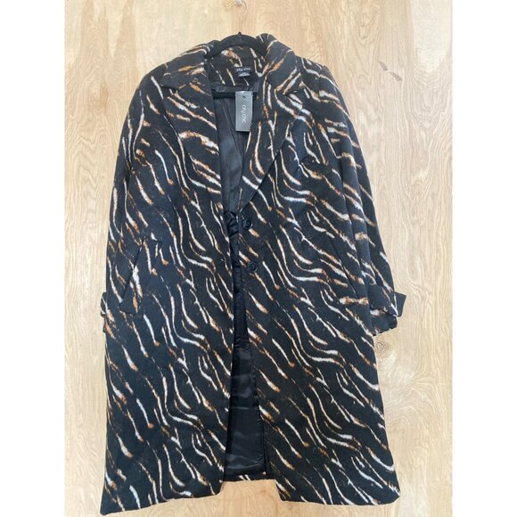 City Chic Animal Lust Coat Jacket Plus Size 16 Retro 70s Style Leopard Print NWT - Picture 3 of 12